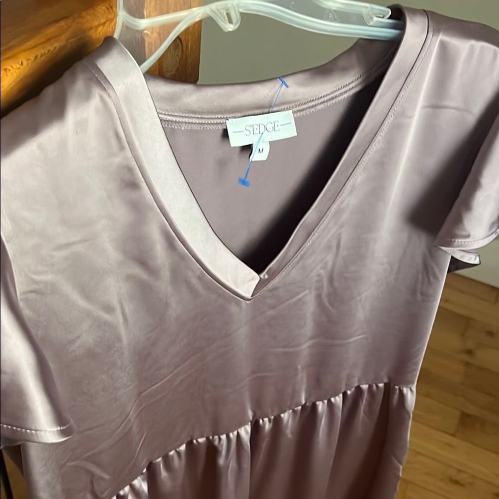 Sedge Mauve Satin-like Dress